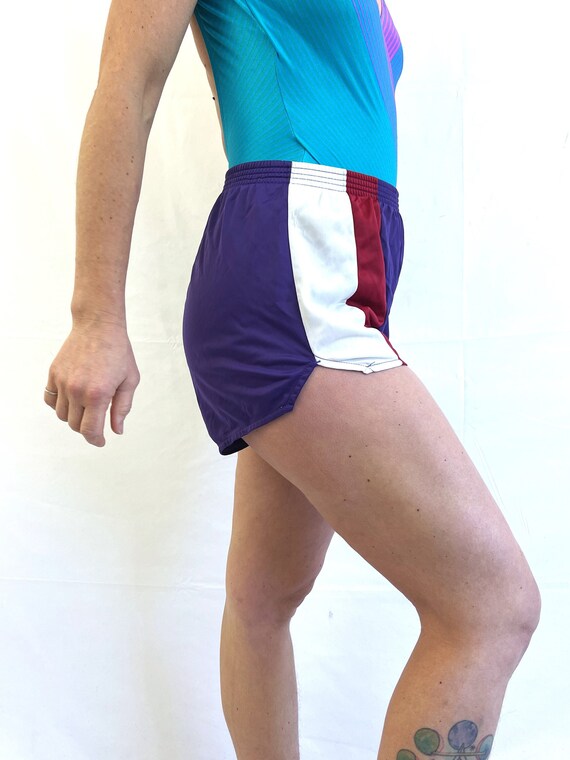 Vintage 80s Mini Track Purple Sports Shorts