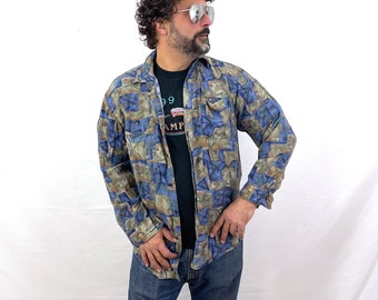 Fun Vintage 1990s 90s Silk Floral Button Up Shirt