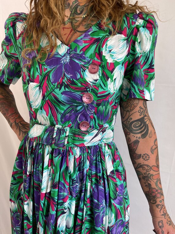 Vintage 80s 90s Floral Summer Flower Dress - image 5