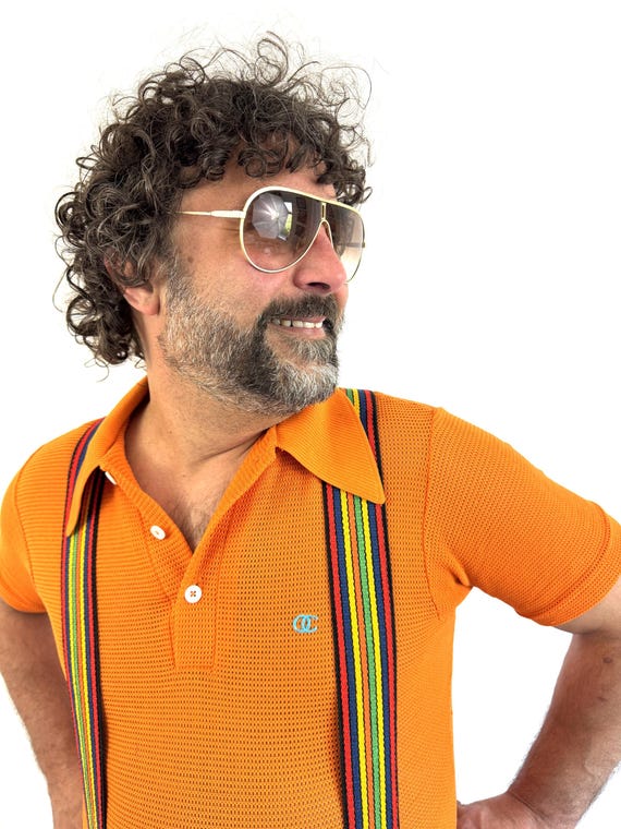 Vintage 1970s 80s Mork From Ork Rainbow Striped Wide