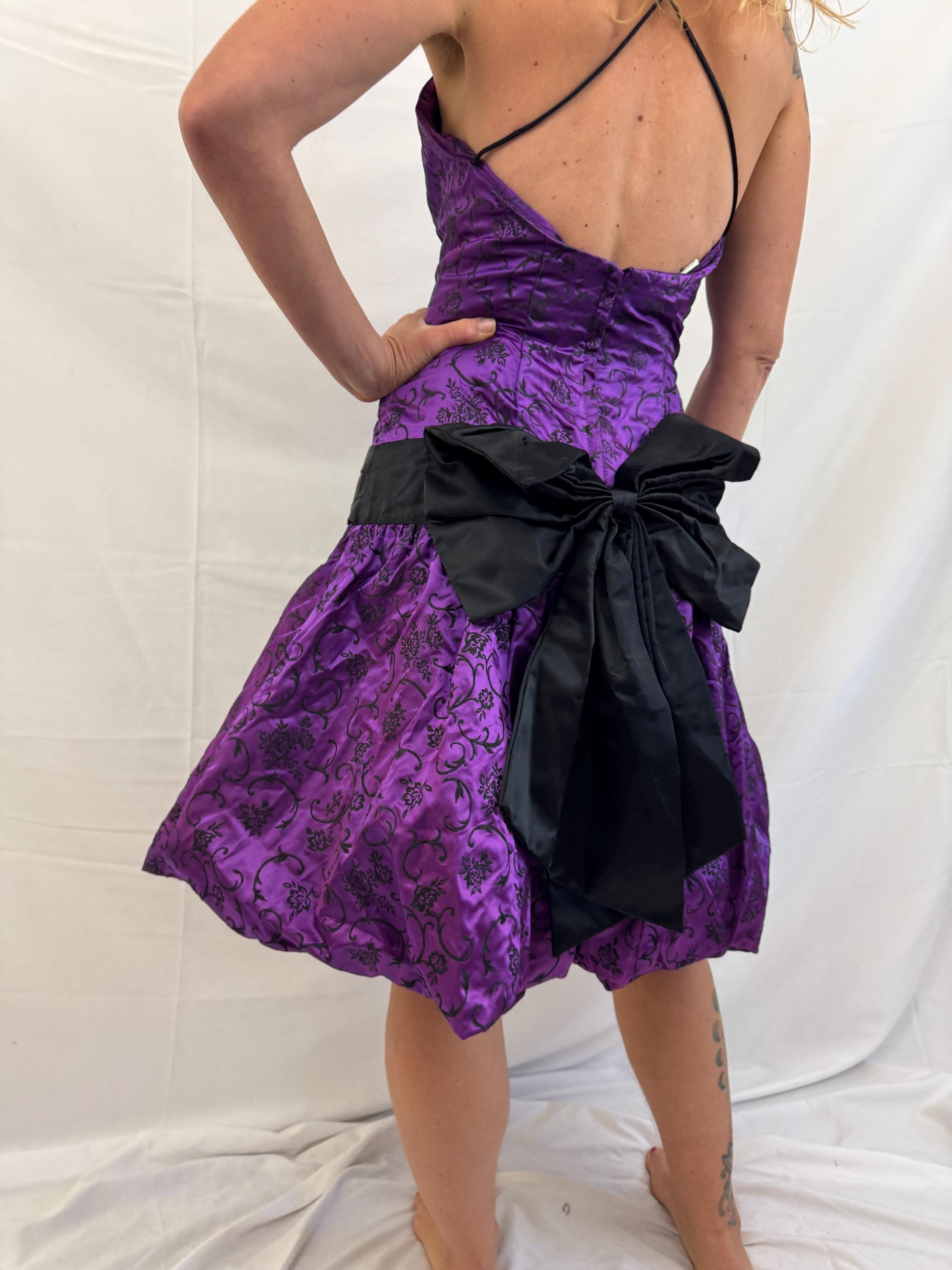 purple gunne sax dress Gunne Sax Style Violet Lace Patchwork Swing Dress L I Retro Fairy