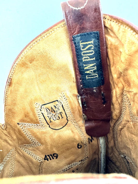 Vintage Dan Post Brown Leather Patchwork Flower W… - image 9