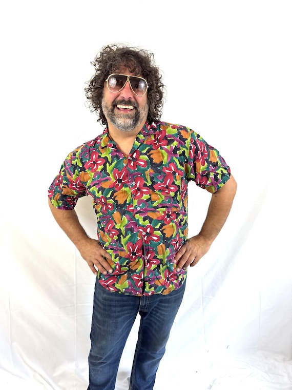 Perry Ellis, Vintage 1990s 90s Perry Ellis Floral Button Up Shirt