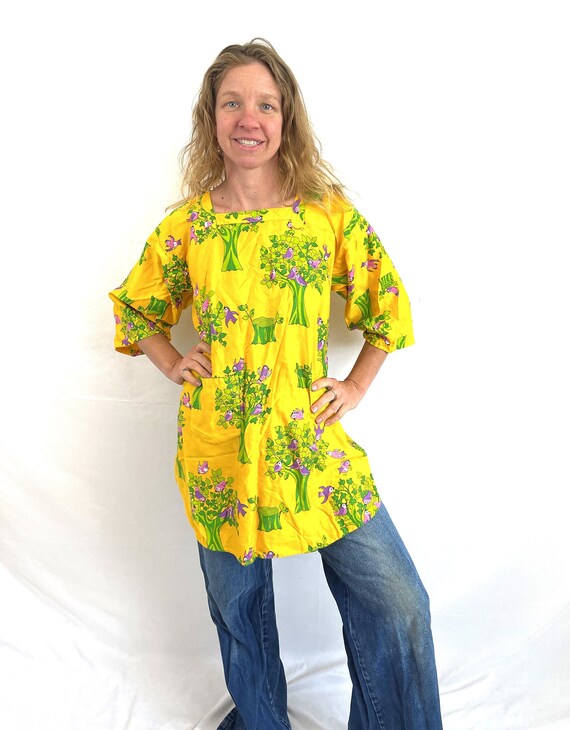 Vintage 60s 70s Design House Smock Apron -  Birds