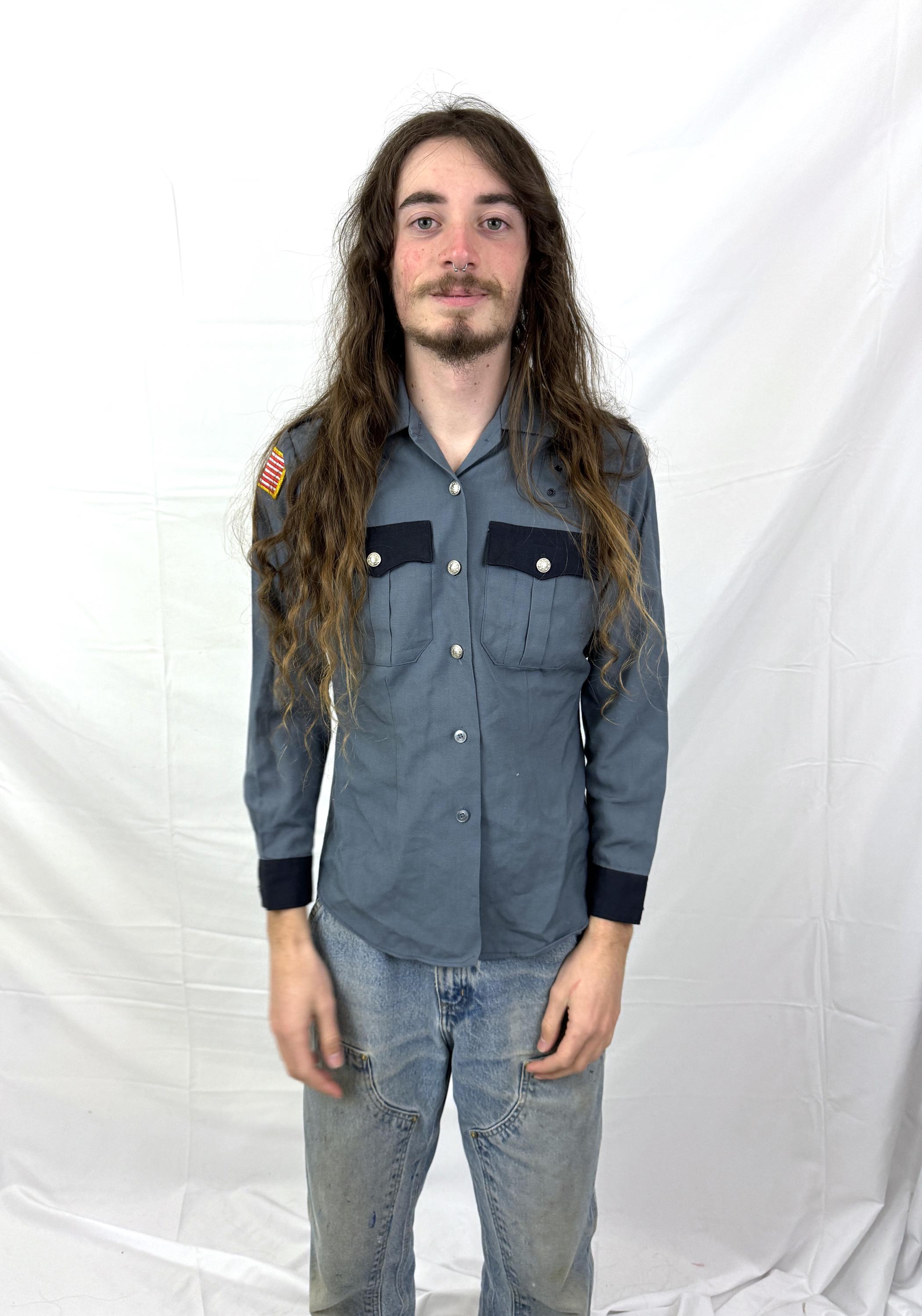 Camicia con bottoni vintage della divisa di sicurezza della