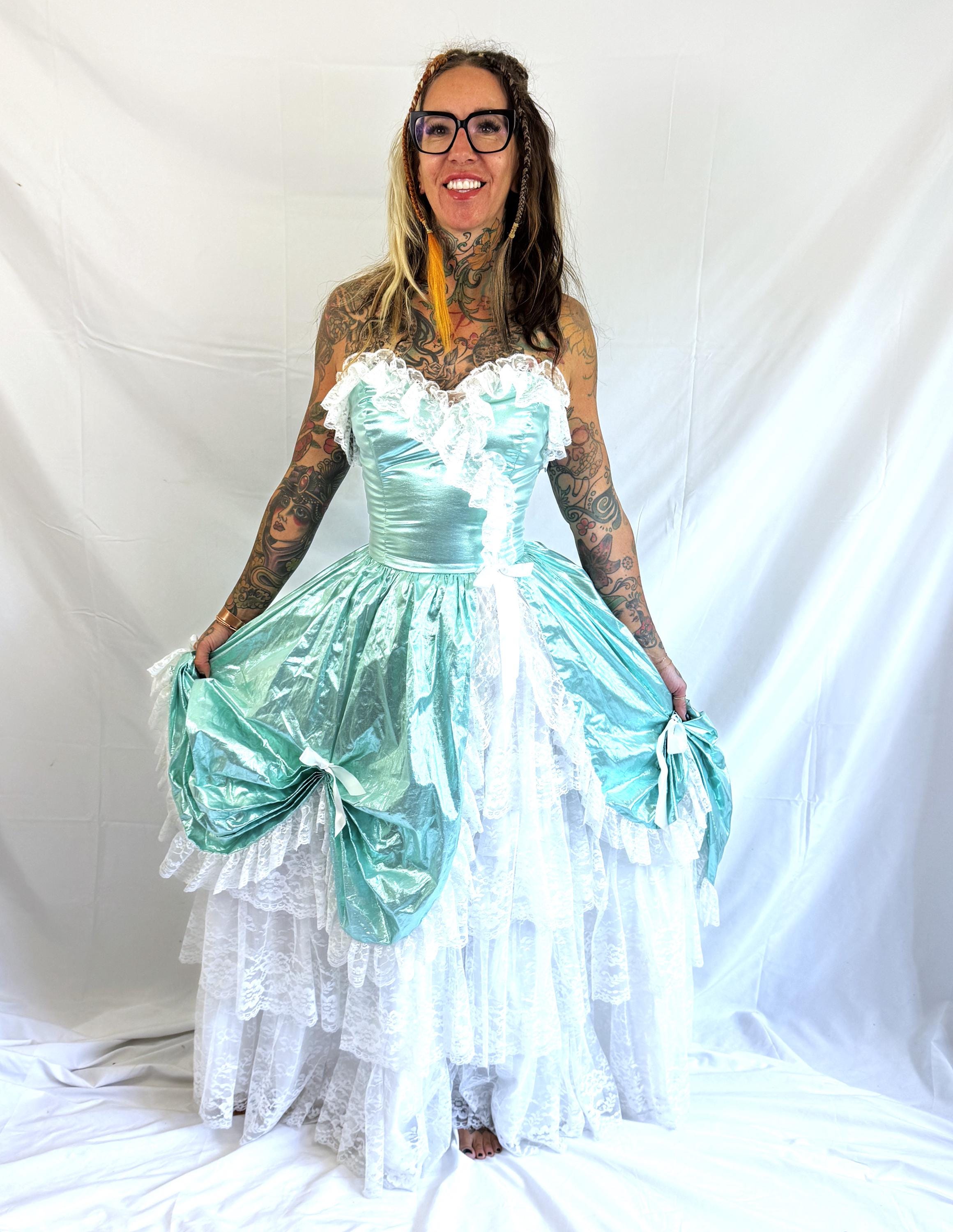 Amazing Vintage 80s Teal Princess and Lace Loralie Cottagecore