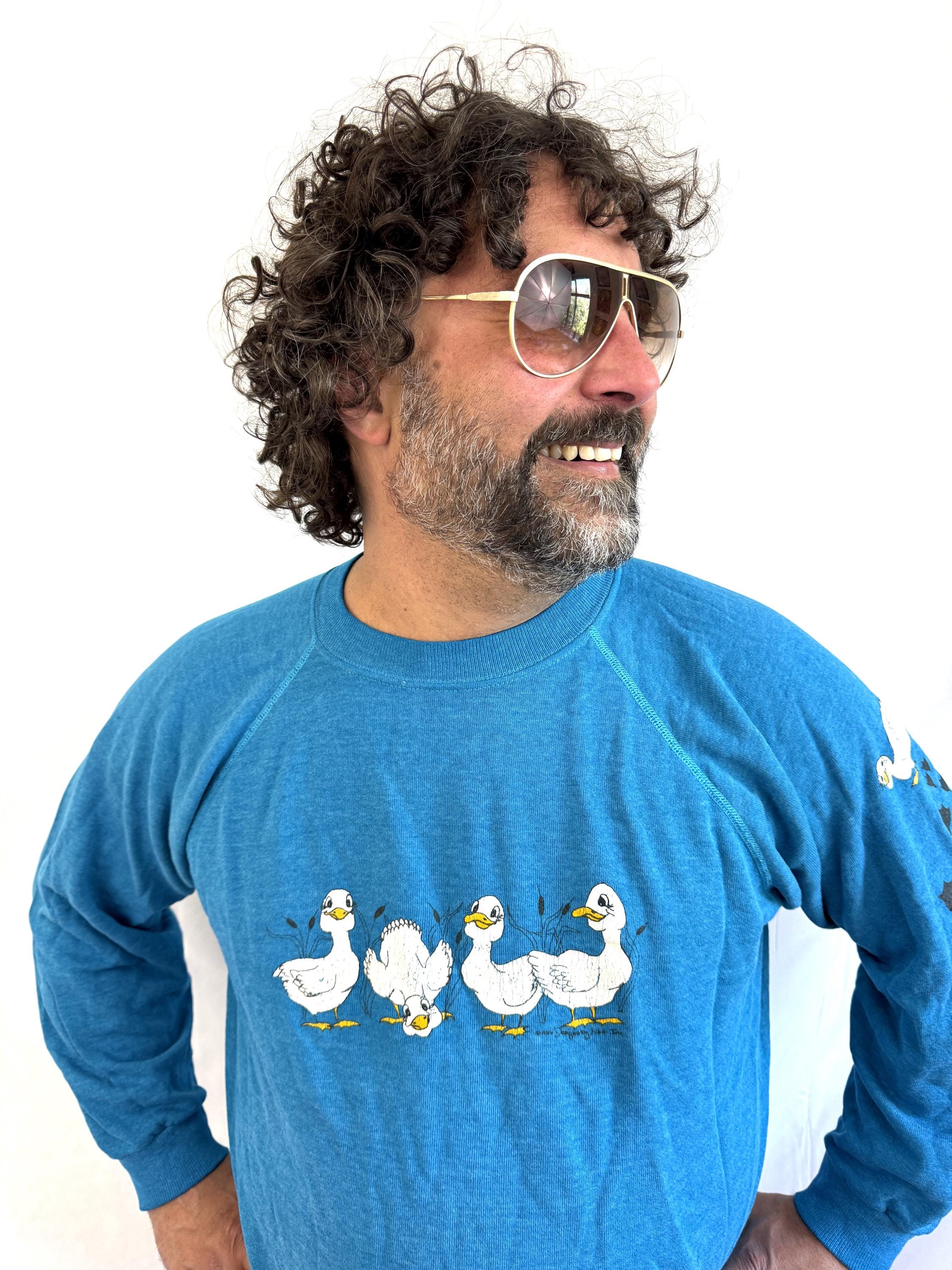 トップス 80's vintage duck comical sweat Vintage 1980s Funny Ducks 80s Animal Print Humor Duck