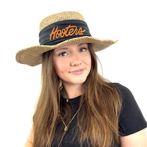 Vintage 90s Hooters Straw Sun Wide Brim Party Hat - Etsy