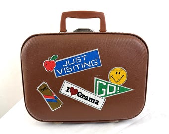 Vintage Red Mini Suitcase Luggage - Going to Grandma's