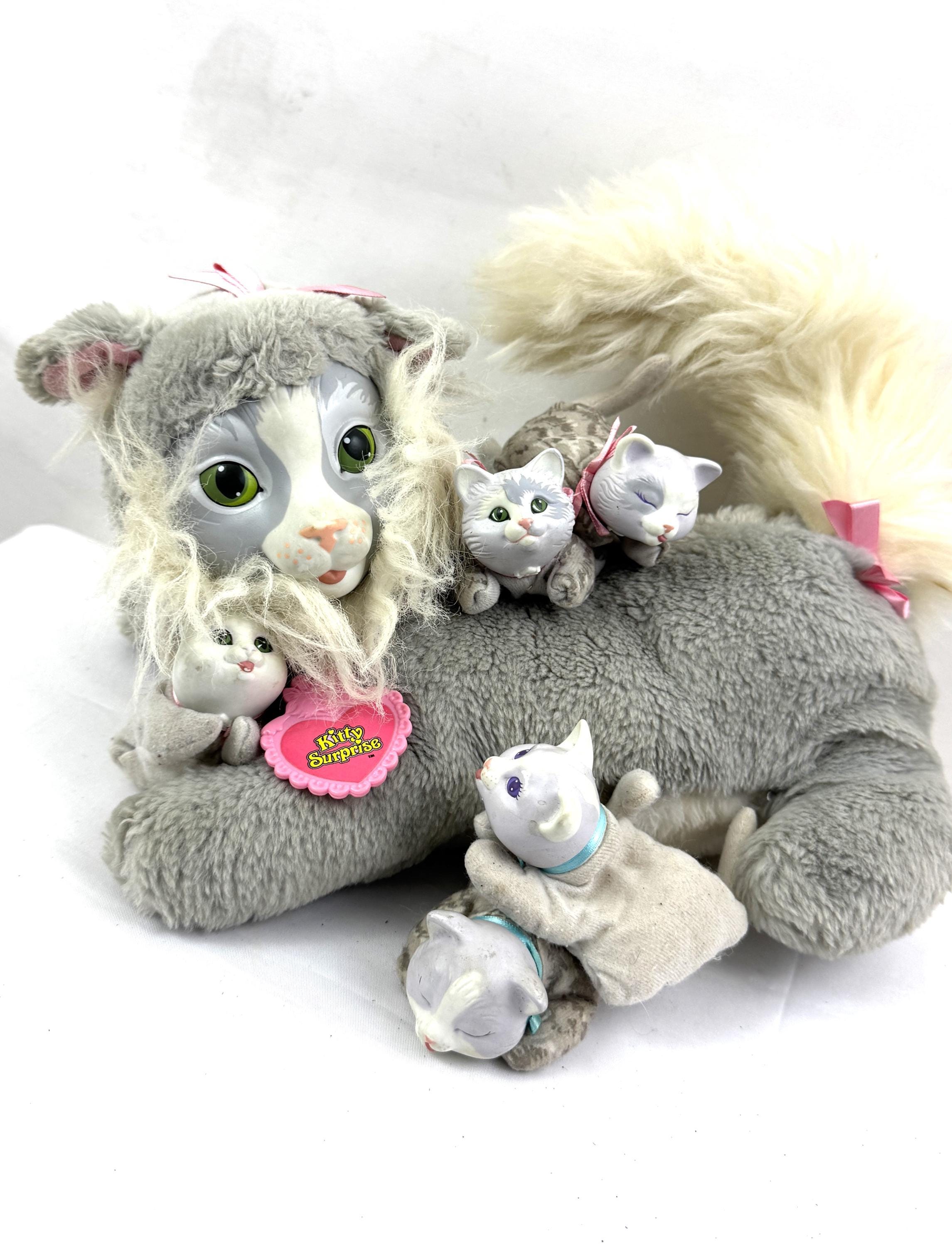 Vintage 1990s 90s 1992 Kitty Surprise Plush Cat Toy - With FIVE