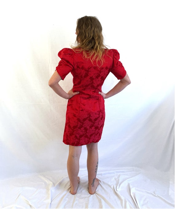 Vintage 1980s Red Fitted Party Dress - All That J… - image 4