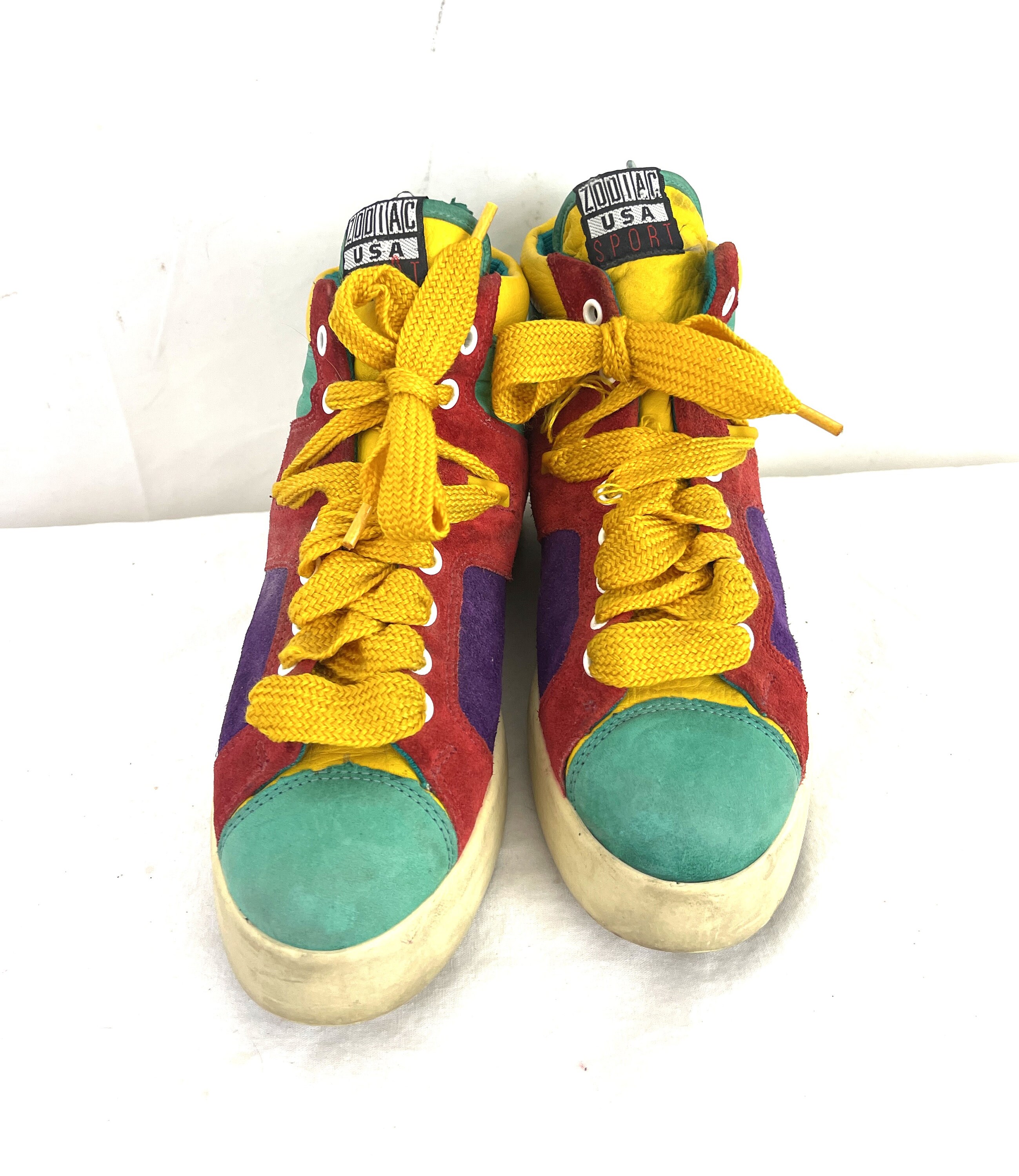 【archive】90s multicolor suede tailored Vintage 80s Zodiac Rainbow Suede Sneakers - USA Made Size