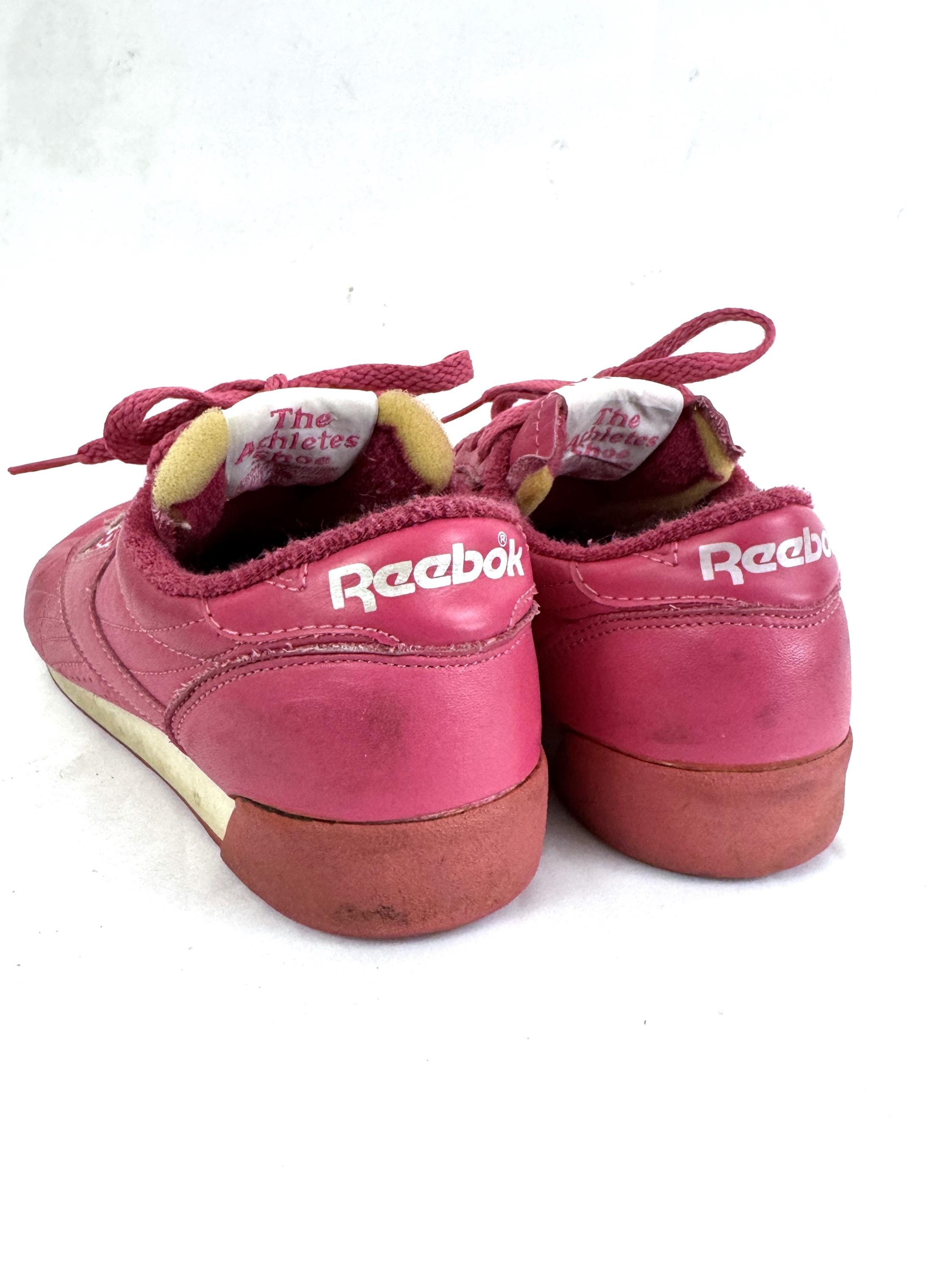 Vintage 1980s RARE 80s Reebok Pink Leather Sneakers Shoes - Size 7 USA ...
