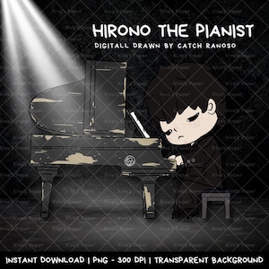 Hirono (The Pianist) digital drawn by Kiva&#39;s Paper - PNG 300 DPI