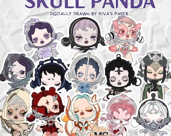 Pandaa Calavera (Serie Sonido) dibujado digitalmente por Kiva's Paper - PNG 300 DPI