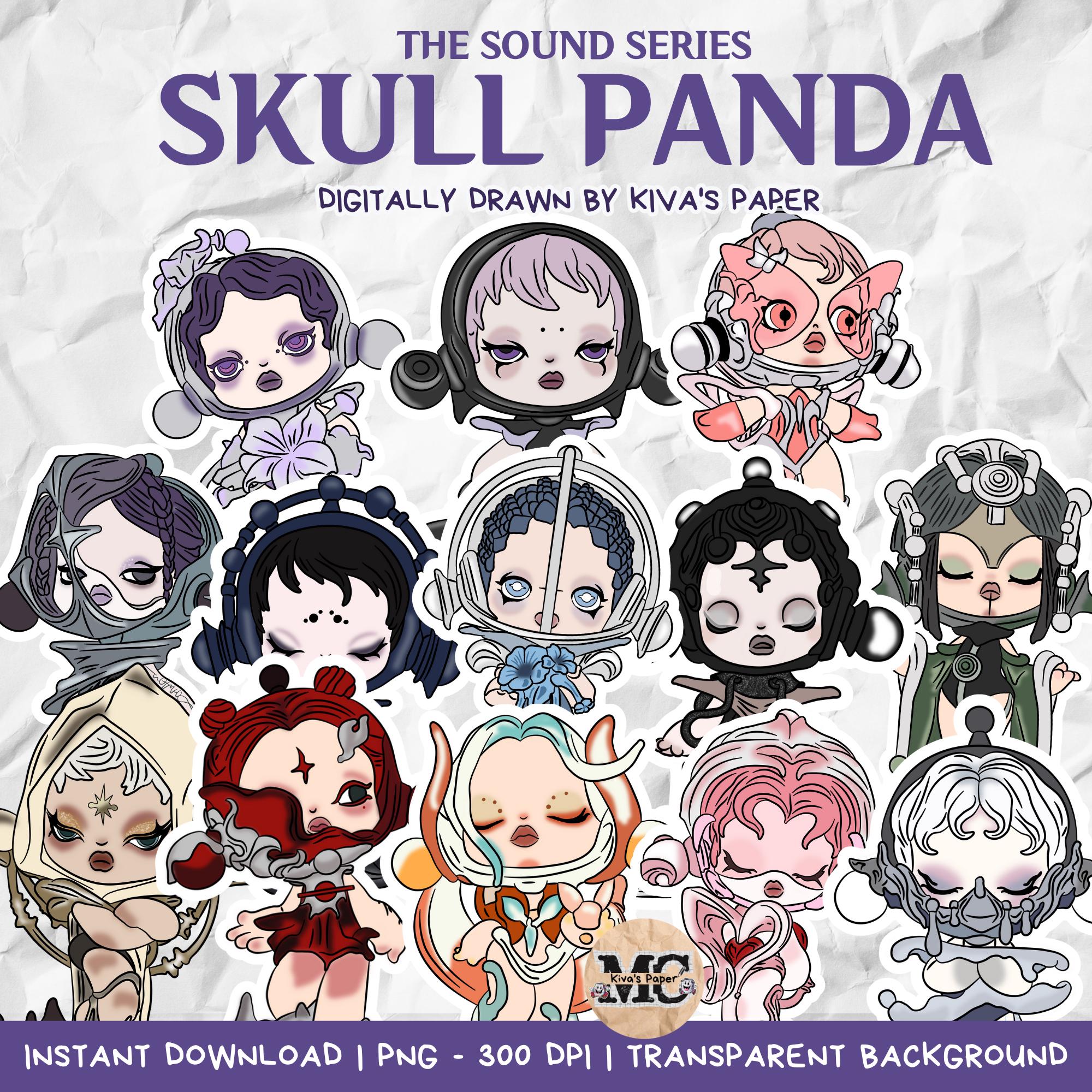 Skull Pandaa (the Sound Series) Digital Drawn by Kiva's Paper