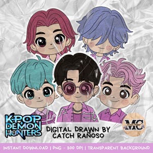 Saja Boys (from KPop Demon Hunters) digital drawn by Kiva&#39;s Paper - PNG 300 DPI