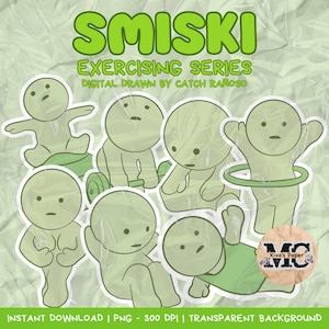 SMISKI (Exercise Series) digital drawn by Kiva&#39;s Paper - PNG 300 DPI