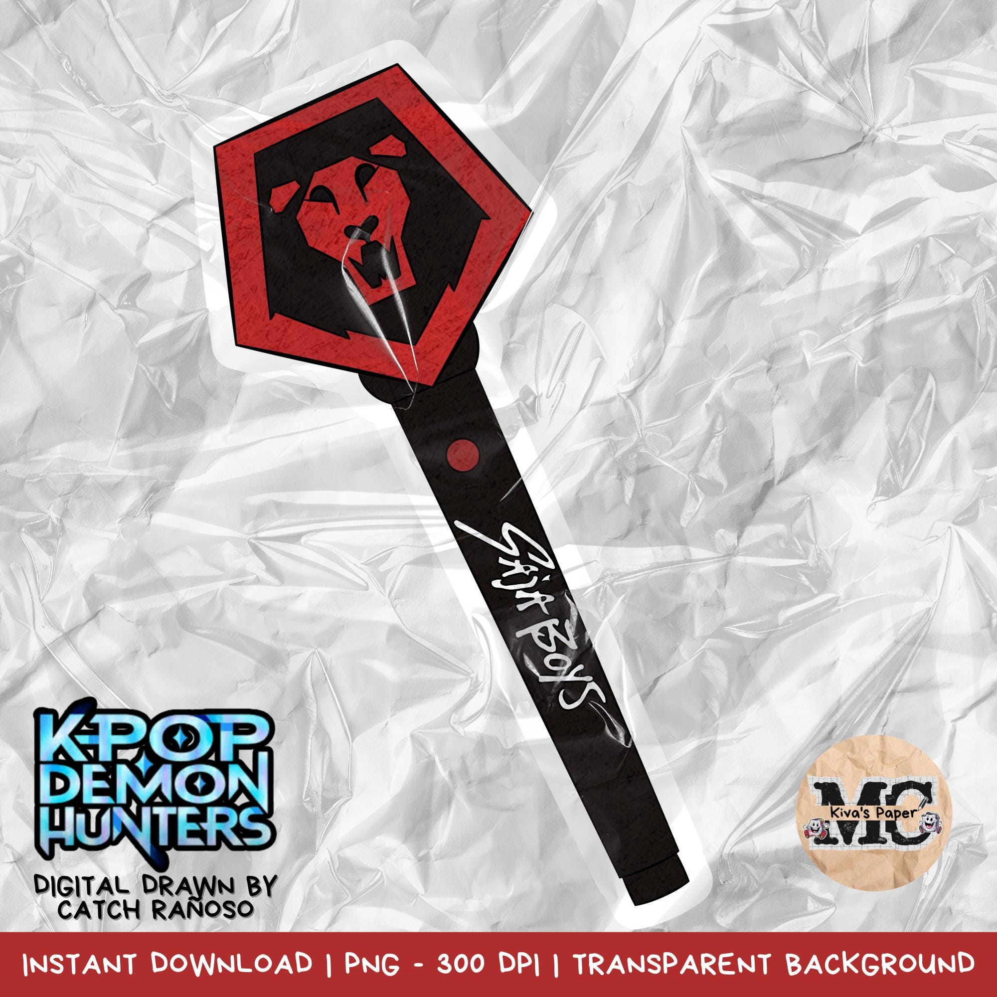 Huntr/x and Saja Boys Lightstick Digital Drawn by Kiva's Paper