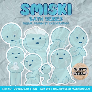 SMISKI (Bath Series) digital drawn by Kiva&#39;s Paper - PNG 300 DPI
