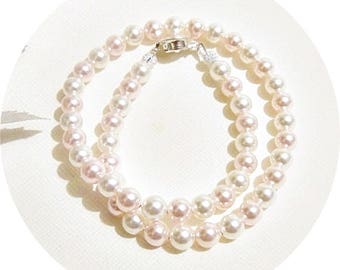 Girls Pink and White Pearls, Toddler Pearls, White and Pink Pearls, Flower Girl Jewelry, Little Girl Jewelry, Toddler Necklace, Kids Pearls