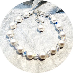 Bracelet, Girls Bracelet, Toddler Jewelry, Pearl Bracelet, Crystal Bracelet, Flower Girl Jewelry, Kids Jewelry, Easter Jewelry, Dressy