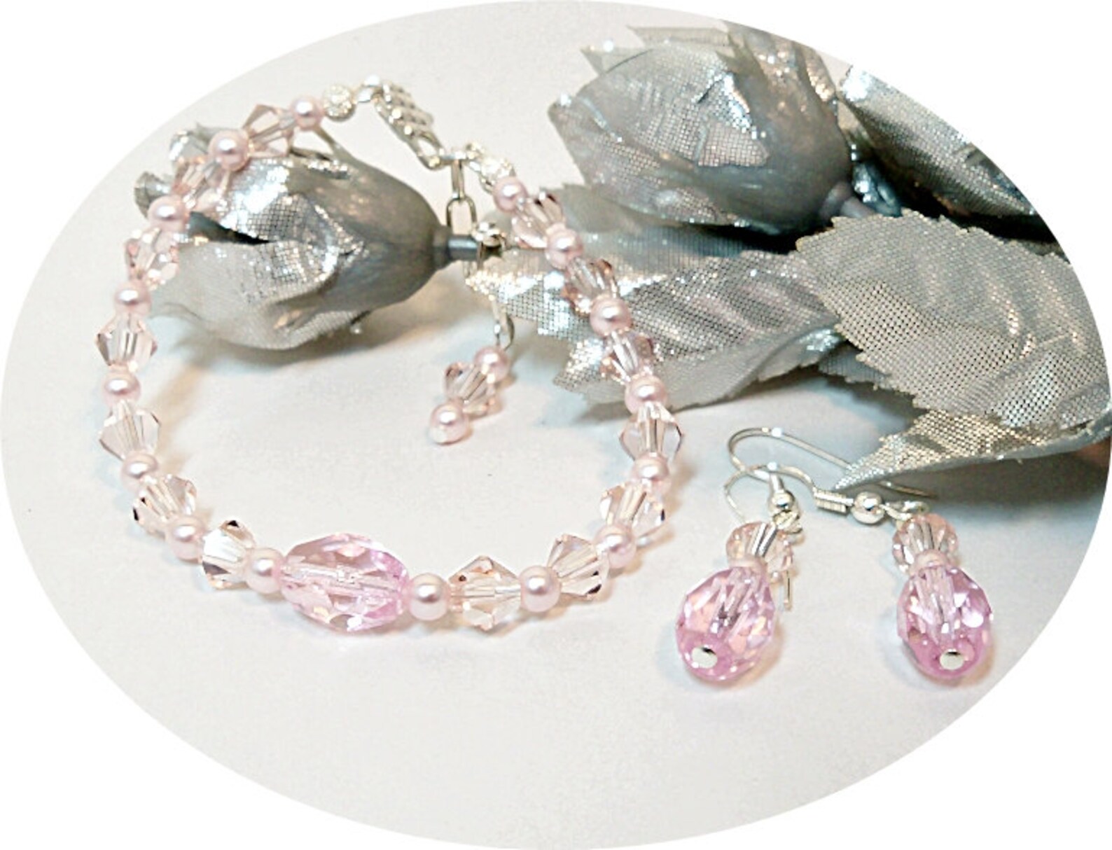 Blush Pink Jewelry Set, Pink Bridal Jewelry, Bridesmaid Jewelry Bridal