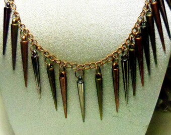 Spike Necklace, Brass, Copper, Silver