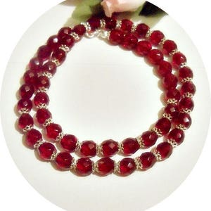 Garnet Red Necklace, Red Jewelry, Red Necklace, Deep Red Necklace, January Birthstone Color, Holiday Jewelry, Dark Red Necklace