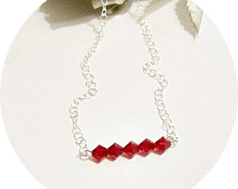 Red Minimalist Necklace, Crystal Minimalist, Red Jewelry, Red Crystal Necklace, Minimalist Choker, Christmas Jewelry, Red Wedding Jewelry