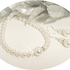 Bridal Jewelry, Pearl Bracelet and Earrings, Bridesmaid Jewelry Set, Wedding Jewelry, Pearl Bracelet, Pearl Earrings, Pearl Jewelry Set image 2