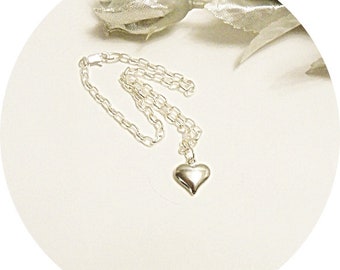 Heart Ankle Bracelet, Silver Anklet, Bridal Anklet, Beach Anklet, Bridesmaid Gift, Silver Heart Ankle Bracelet, Heart Jewelry