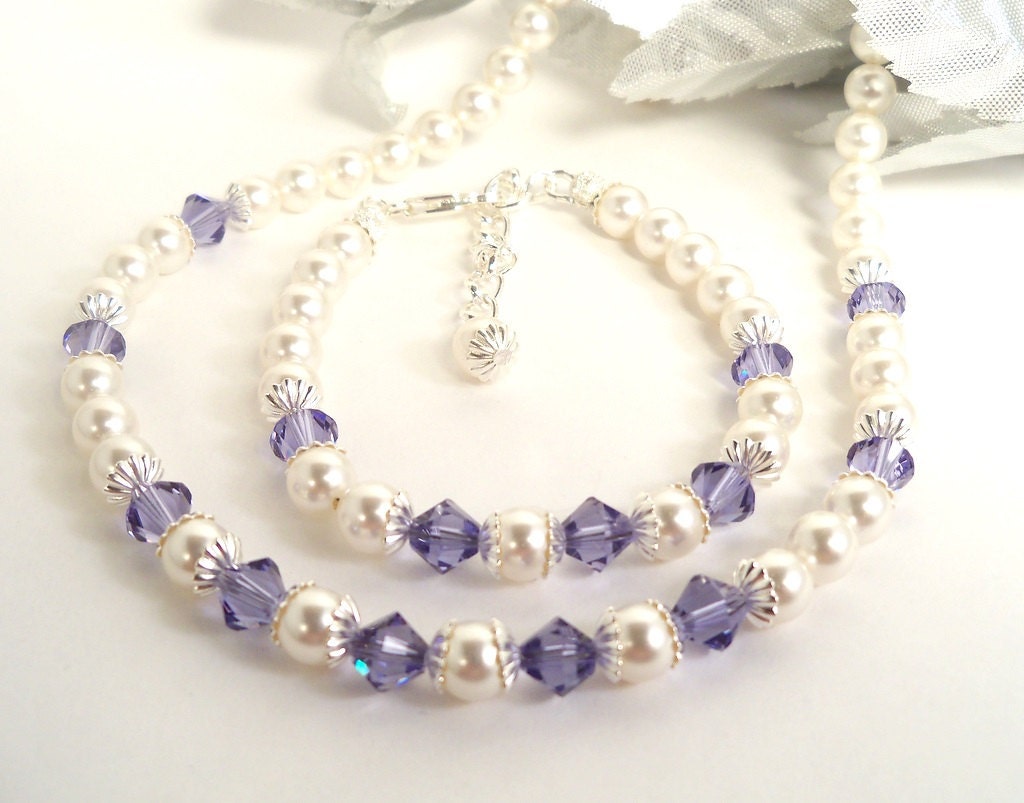 Little Girls Purple Necklace Bracelet, Toddler Jewelry, Holiday Jewelry ...