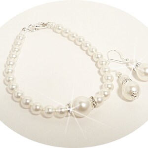 Bridal Jewelry, Pearl Bracelet and Earrings, Bridesmaid Jewelry Set, Wedding Jewelry, Pearl Bracelet, Pearl Earrings, Pearl Jewelry Set image 3