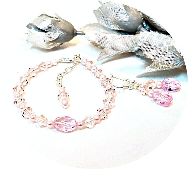 Blush Pink Jewelry Set, Pink Bridal Jewelry, Bridesmaid Jewelry Bridal