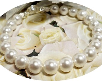 Bracelet nuptial, Perle Blanche, Bijoux de Mariage, Cadeau de Demoiselle d’Honneur, Bracelet Perle, Accessoires Nuptiales, Mère de Mariée, Cadeau d’anniversaire