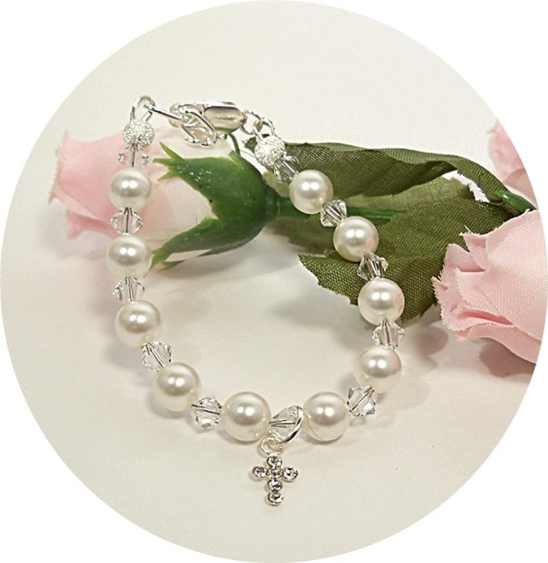 Girls Cross Bracelet Christian Baptism Christening Etsy