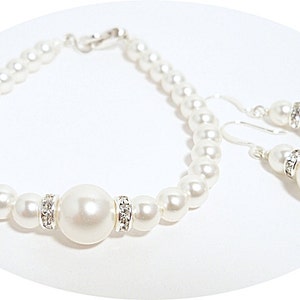 Bridal Jewelry, Pearl Bracelet and Earrings, Bridesmaid Jewelry Set, Wedding Jewelry, Pearl Bracelet, Pearl Earrings, Pearl Jewelry Set image 5