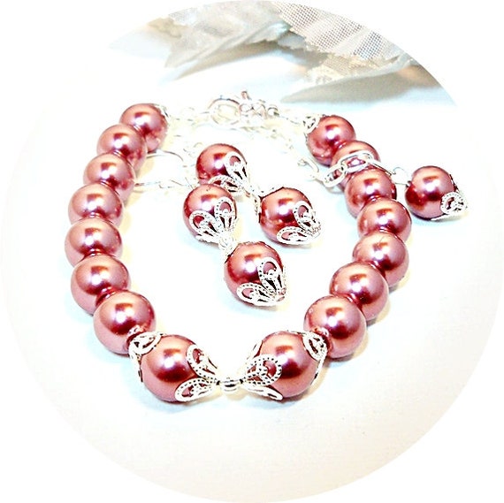 Dusty Rose Jewelry Set Bridesmaid Gift Bridesmaid Jewelry