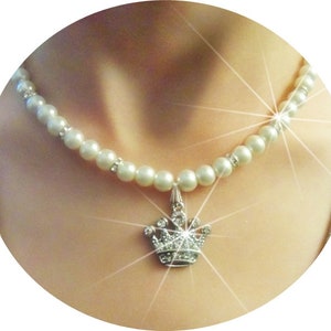 Mädchen Prinzessin Halskette, Blumenmädchen Schmuck, Kinder Schmuck, Geburtstag Prinzessin, Kleinkind Halskette, Krone Halskette für Mädchen, kleine Mädchen Krone