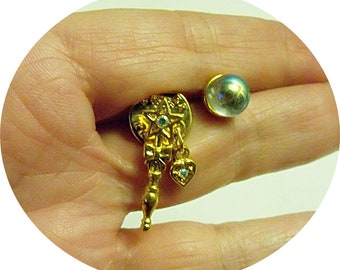 Kirks Folly, Magic Wand and Crystal Ball Pins, Vintage Jewelry, Lapel Pins Star and Heart Magic Wand Fantasy Jewelry, Collector Jewelry