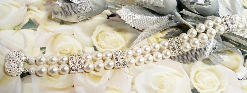 2 Strand Bracelet, Bridal Bracelet, Bridal Jewelry, Double Strand Pearl, Pearl Bracelet, Pearl Bracelet, Mother of the Bride, Bridesmaid image 3