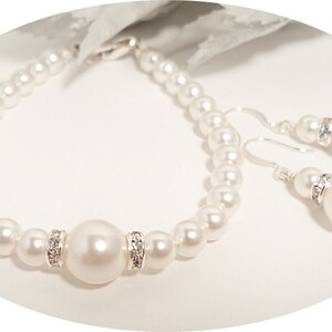 Bridal Jewelry, Pearl Bracelet and Earrings, Bridesmaid Jewelry Set, Wedding Jewelry, Pearl Bracelet, Pearl Earrings, Pearl Jewelry Set image 4