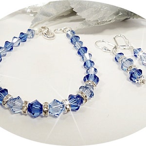 Blue Bracelet and Earrings, Bridesmaid Jewelry, Crystal Jewelry, Austrian Crystal, Bridal Party, Wedding,  Sapphire Blue, Mother of Groom