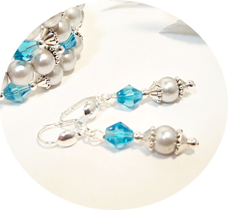 Bridesmaid Jewelry Gift for Her Gray and Turquoise Aqua and Gray Jewelry Malibu Cuff Bracelet and Earrings Memory Wire Cuff Bracelet