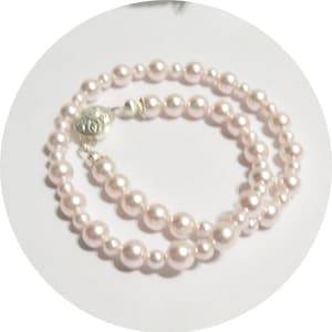 Pink Girls Necklace, Pink Pearl Necklace, Kids Jewelry, Toddler Girl Jewelry, First Pink Pearls, Flower Girl Jewelry, Little Girl Jewelry