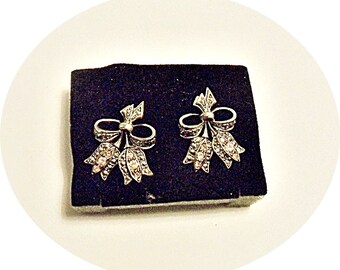 Vintage Crystal and Marcasite Earrings, Post Back, Pink Crystal Earrings, Silver Avon Earrings, Flower Earrings Vintage Avon Jewelry
