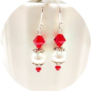 Red Earrings, Red Bridesmaid Earrings, Holiday Jewelry, Red Wedding, Red Bridal, Red Drop Earrings, Red Dressy Earrings, Red Bridal Party