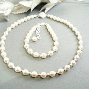 Girls Pearl Necklace and Bracelet, Flower Girl, Dressy,  Baptism, Toddler, Kids, First Pearls