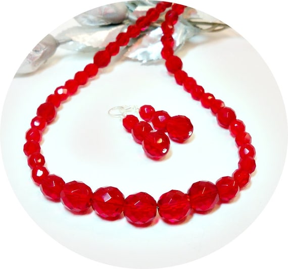 Red Jewelry Set, Earrings and Necklace Red, Red Jewelry, Red Wedding, Christmas Jewelry, Asian Red Jewelry, Crimson Jewelry, Red Necklace,